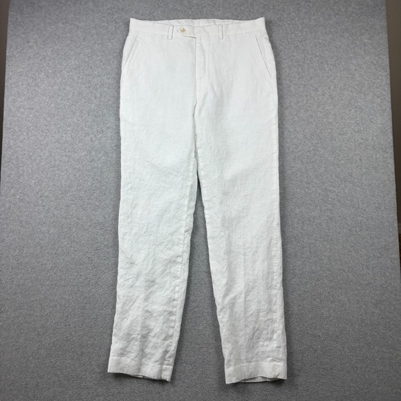 Lauren Ralph Lauren Other - Lauren Ralph Lauren Pants Mens 34x34 White Linen Satin Lined Flat Front Trouser